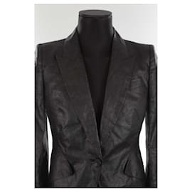 Alexander Mcqueen-Linen blazer-Black