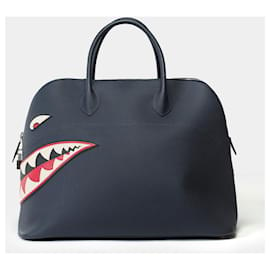 Hermès-HERMES Bolide Bag in Navy Blue Leather - 101971-Navy blue