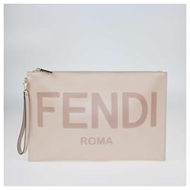 Fendi-Fendi Beige Roma Large Flat Pouch-Beige