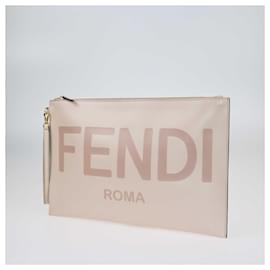 Fendi-Fendi Grande pochette plate Roma beige-Beige