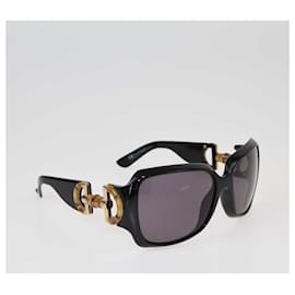 Gucci-Gucci Black Bamboo Horsebit Oversized Sunglasses-Black