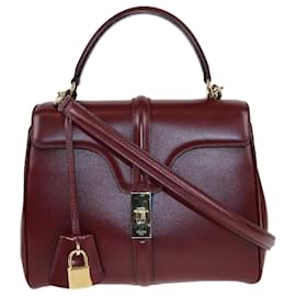 Céline-Celine Burgundy Small 16 Top Handle Bag-Dark red