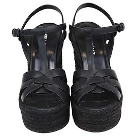 Sandali con zeppa omaggio Saint Laurent Esparilles neri Nero