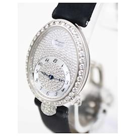 Autre Marque-Breguet Mother Of Pearl Diamond Paved 18K White Gold Satin Leather Reine De Naples 8928BB/8D/844.DD0D Women'S Watch 24.95 mm-Golden