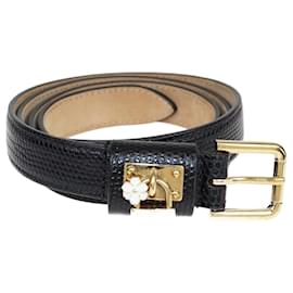 Dolce & Gabbana-Dolce & Gabbana Black Lock Padlock Embellished Belt-Black