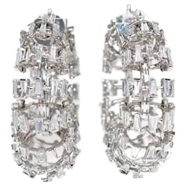 Autre Marque-Exquis Crystal 9k white gold earrings-Golden