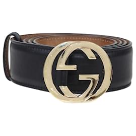 Gucci-Gucci Black Interlocking G Buckle Belt-Black