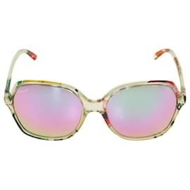 Gucci-Gucci Clear/Multicolor Mirror Square Sunglasses-Multiple colors