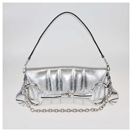 Gucci-Gucci Silver Medium Horsebit Chain Shoulder Bag-Silvery
