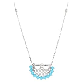 Autre Marque-Misk Turquoise Heritage Medium Border Diamond Pendant Necklace-Turquoise