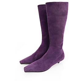 Prada-Prada Amethyst Suede Boots (39.5)-Purple