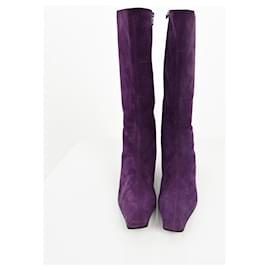 Prada-Prada Amethyst Suede Boots (39.5)-Purple