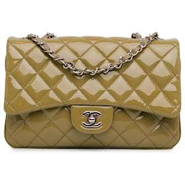 Chanel-Tan Chanel Medium Patent 3 Accordion Flap Shoulder Bag-Camel