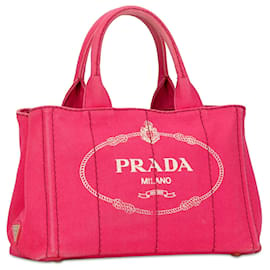 Prada-Pink Prada Small Canapa Logo Tote Handbag-Pink