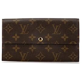 Louis Vuitton-Brown Louis Vuitton Monogram Porte Tresor International Long Wallets-Brown