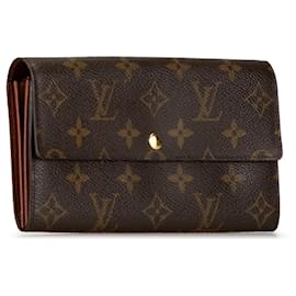 Louis Vuitton-Brown Louis Vuitton Monogram Porte Tresor International Long Wallets-Brown