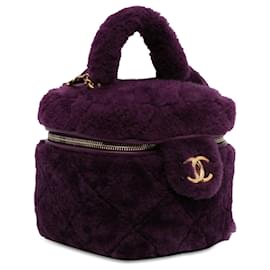 Chanel-Purple Chanel Small Quilted Shearling Vanity Case Satchel-Purple