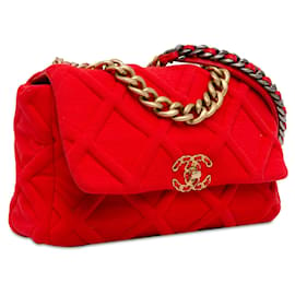 Chanel-Red Chanel Large Jersey 19 Flap Satchel-Red