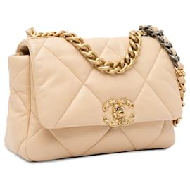 Chanel-Tan Chanel Medium Lambskin 19 Flap Satchel-Camel