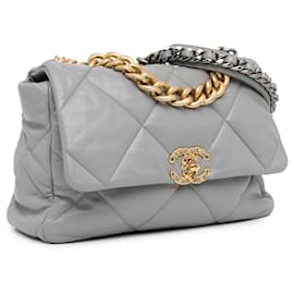Chanel-Gray Chanel Large Lambskin 19 Flap Satchel-Other