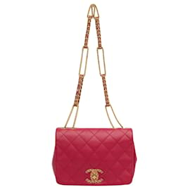 Chanel-Pink Chanel Quilted Lambskin On And On Flap Shoulder Bag-Pink
