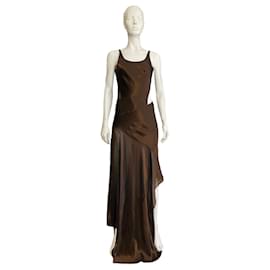 Autre Marque-Fayçal Amor 2000s Brown Silky Dress-Other