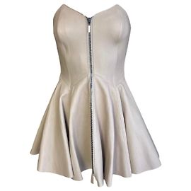 Plein Sud SS2016 Mini-robe en cuir Beige