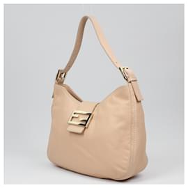 Fendi-FENDI Sac à bandoulière Mamma Baguette en cuir beige poudré-Beige