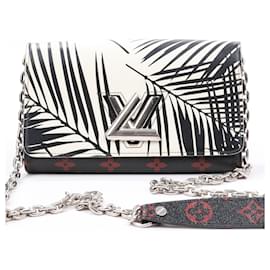 Louis Vuitton-Louis Vuitton Monogram Palm Twist Chain Wallet Black White M61603-Black