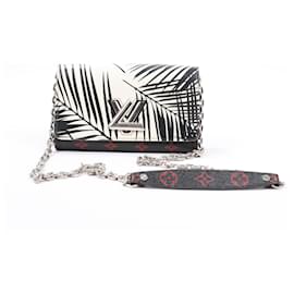 Louis Vuitton-Louis Vuitton Monogram Palm Twist Chain Wallet Black White M61603-Black