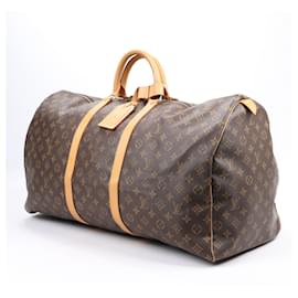 Louis Vuitton-Louis Vuitton Monogram Canvas Keepall 60 Travel Bag M41422-Brown