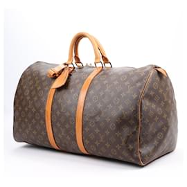 Louis Vuitton-Louis Vuitton Monogram Canvas Keepall 55 Travel Bag M41424-Brown