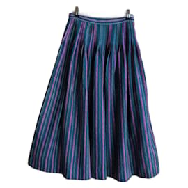 Falda larga de rayas de algodón Yves Saint Laurent Multicolor