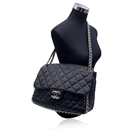 Chanel-Black Quilted Lambskin Chain Around Maxi Shoulder Bag-Black