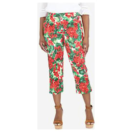 Dolce & Gabbana-Green floral slim cropped trousers - size UK 14-Green