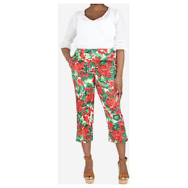 Dolce & Gabbana-Green floral slim cropped trousers - size UK 14-Green