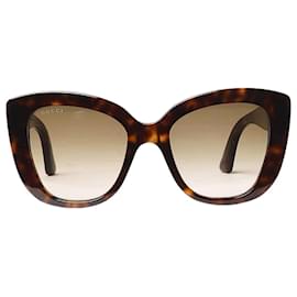 Gucci-Brown oversized tortoise shell cat-eye sunglasses-Brown