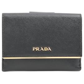 Prada-Black Saffiano leather flap wallet-Black