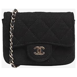 Chanel-Cor preta 2020 bolsa micro clássica com aba única-Preto