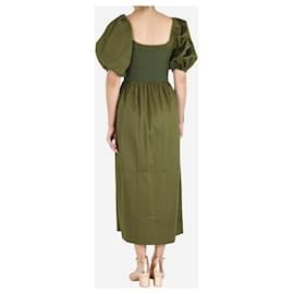Autre Marque-La Ligne Green puff-sleeved shirred midi dress - size S-Green