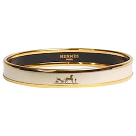 Hermès-White narrow Caleche Enamel bracelet-White