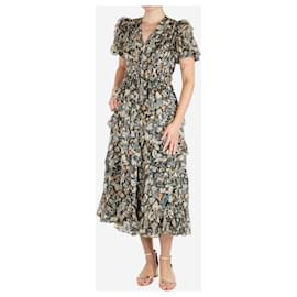Ulla Johnson-Green Aliya floral-print tiered silk midi dress - size UK 8-Green
