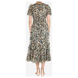 Ulla Johnson-Green Aliya floral-print tiered silk midi dress - size UK 8-Green
