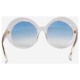 Linda Farrow-Blue oversized round-lens sunglasses-Blue