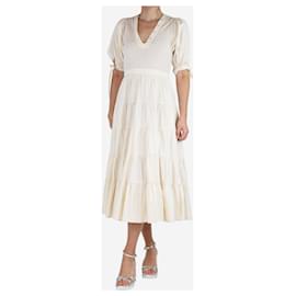 Ulla Johnson-Cream puff-sleeved tiered midi dress - size S-Cream