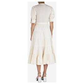 Ulla Johnson-Cream puff-sleeved tiered midi dress - size S-Cream
