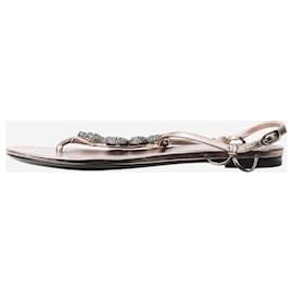 Valentino-Sandales plates métallisées à ornements serpent marron - taille EU 38.5-Marron