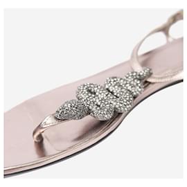 Valentino-Sandales plates métallisées à ornements serpent marron - taille EU 38.5-Marron
