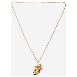 Alexander Mcqueen Colar de caveira de ouro com cristais Swarovski Dourado