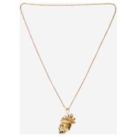 Alexander Mcqueen-Gold skull necklace with swarovski crystals-Golden